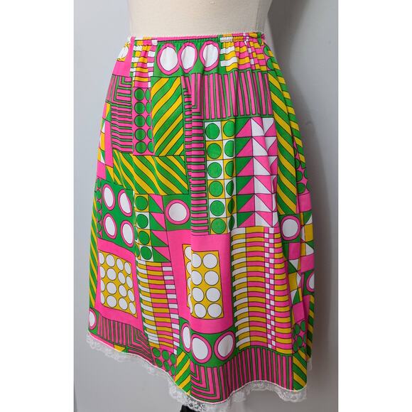 Accentuette Pink/Green/Yellow/White Mod Print Half Slip - Picture 5 of 8